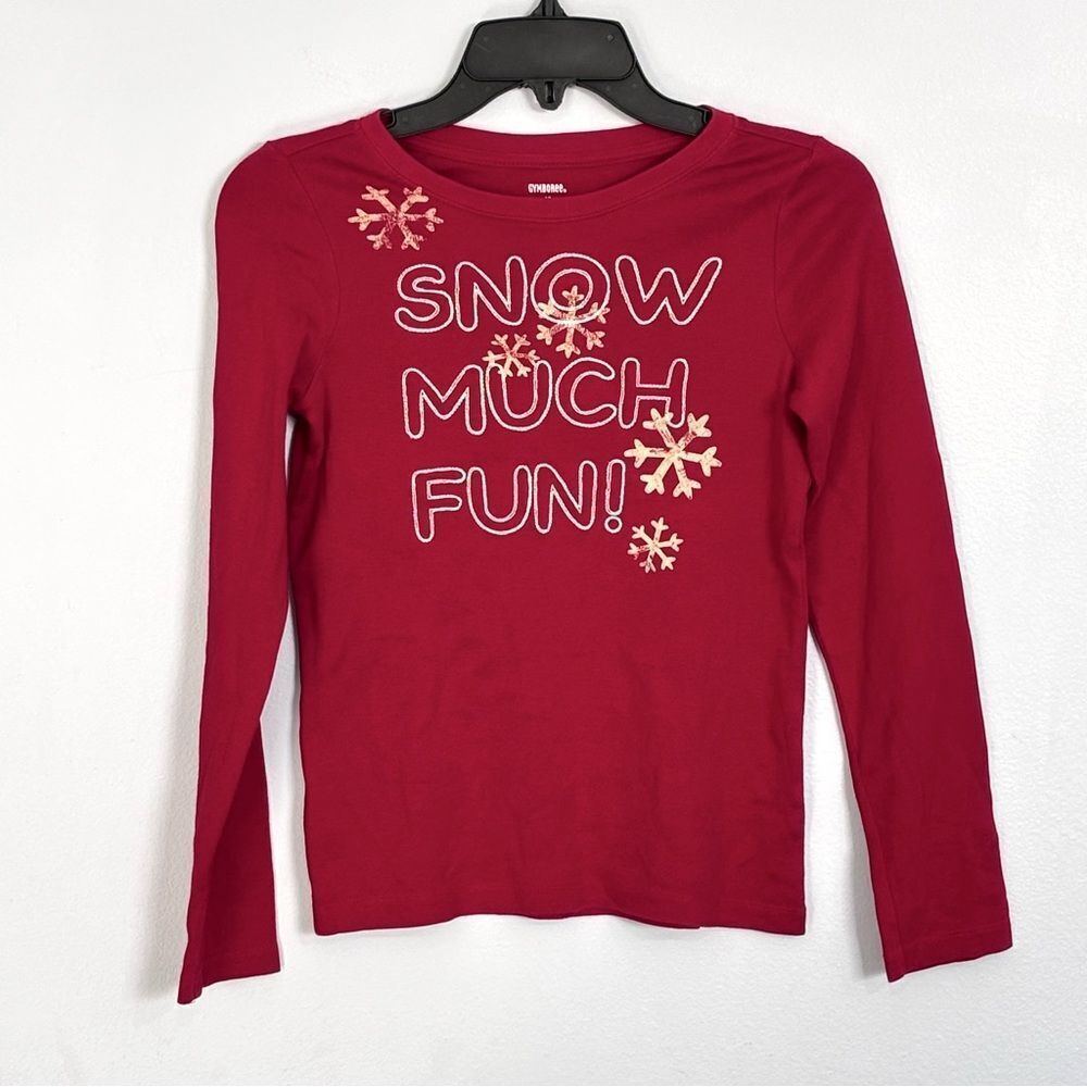 Gymboree | Girls Burgundy Red Snow Much Fun Long Sleeve T Shirt Size 12